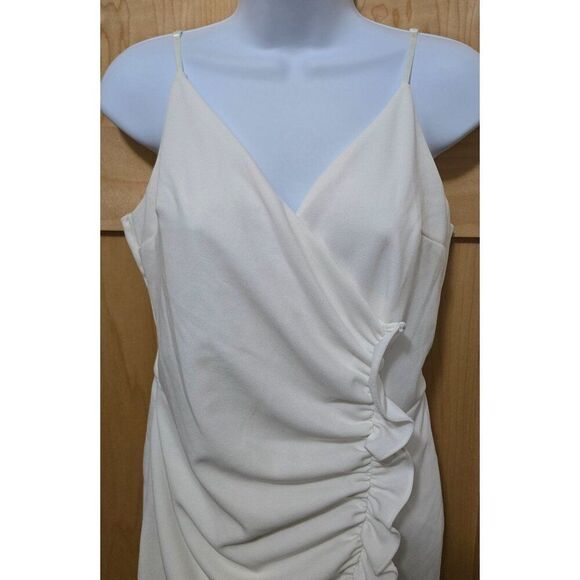 Emerald Sundae White Ruched Mini Dress Spaghetti Straps Style Size 11 shower - Picture 3 of 9